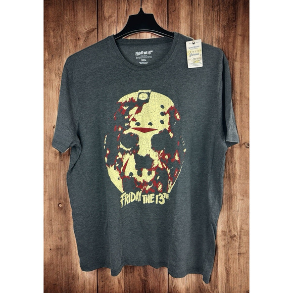NWT Lucky Brand Friday the 13th Jason Voorhees Mask Horror Graphic Tee Men's XXL - Picture 1 of 7